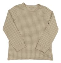 Béžovo-khaki kostkované pyžamové triko TCM