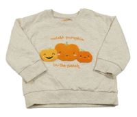 Světlebéžová melírovaná mikina s dýněmi 