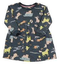 Tmavomodré teplákové šaty so zvieratkami Nutmeg