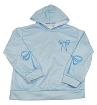 Svetlomodrá mikina s mašľami a kapucňou