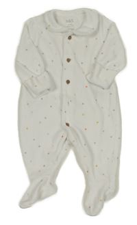 Biely zamatový overal s hviezdičkami a golierikom M&S