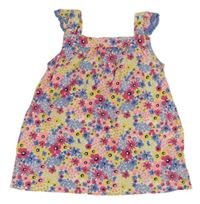 Bílo-barevný kytičkovaný top s volánky s krajkou Mothercare