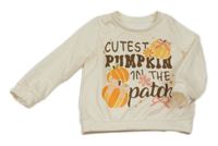 Vanilková mikina s dýněmi a nápismi SHEIN