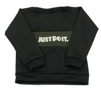 Černo-tmavokhaki mikina s nápisom