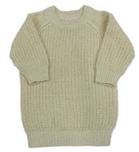 Smetanovo-zlaté melírované rebrované svetrové šaty