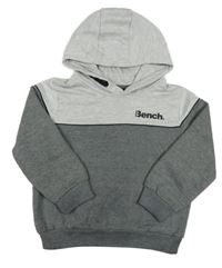 Tmavošedo-sivá melírovaná mikina s logom a kapucňou Bench.