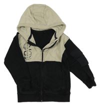 Čierno-béžová prepínaci mikina s nápismi a loptami a kapucňou George