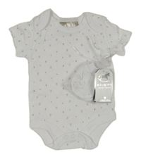Nové - bílé body s hvězdičkami + rukavice se zajíčky Rock-a-Bye Baby