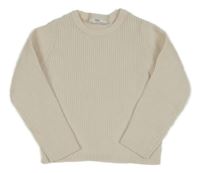 Smotanový rebrovaný crop sveter M&S