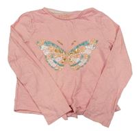 Ružové crop tričko s motýlkom s flitrami F&F