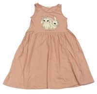Pudrové bavlnené šaty s králíčky H&M