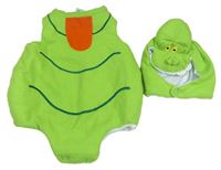 -Kockovaným 2set - Zelené fleecové body s jazykem + maska - príšerka