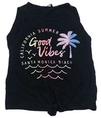 Čierny crop top s palmou a nápisom zn. Pep&Co