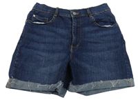 Tmavomodré rifľové mid rise kraťasy zn. Denim Co.