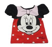 Červeno-čierne tričko s Minnie a bodkami H&M