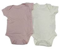 2x body - smetanové + růžové puntíkaté