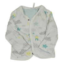 Biela zateplená prepínaci mikina s hviezdami a mraky Orchestra