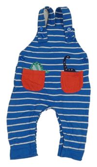 Modro-bílé pruhované laclové tepláky s dinosaury Bluezoo