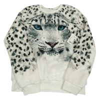 Nové - Smetanová chlupatá mikina s levhartem C&A