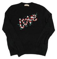 Čierny ľahký sveter s nápisem z flitrů Lipsy London