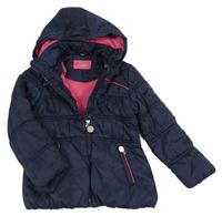 Tmavomodrá šušťáková zimná bunda s kapucňou Outburst