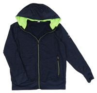 Tmavomodrá melírovaná sportovní propínací mikina s kapucí Yigga