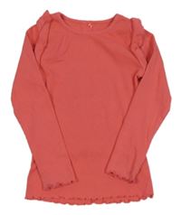 Korálové žebrované triko s volánky George