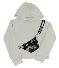 Biela crop mikina s ledvinkou a kapucňou Y.F.K.