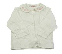 Smotanová blúzka s golierikom s kvetmi