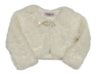 Nové - Smetanové kožešinové podšité bolerko s broží