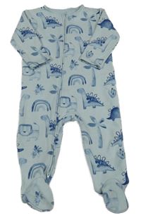 Světlemodrý teplákový overal s dinosaury Next