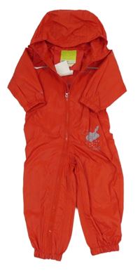 Červená šusťáková nepromokavá funkční kombinéza s mrakem a kapucí Regatta