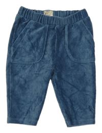 Tmavomodré rebrované zamatové tepláky