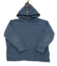 Tmavomodré melírované žebrované triko s kapucí s ostny Next