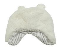 Bílá kožešinová ušanka s uškami