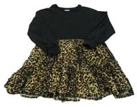 Černo-hnědé teplákovo/lehké šaty s leopardím vzorem Next