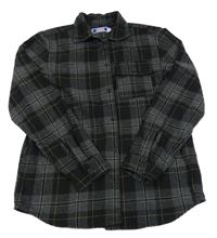 Tmavošedo-čierno-biela kockovaná košeľová bunda Jack & Jones