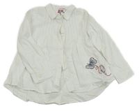 Bílá pruhovaná halenka s výšivkou motýlů Orchestra