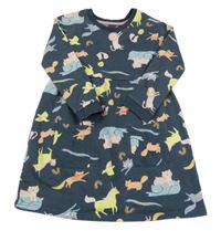 Tmavomodré teplákové šaty se zvířaty Nutmeg