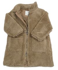 Hnědá huňatá podšitá bunda Topolino