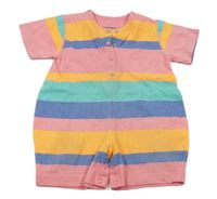 Růžovo-barevný pruhovaný kraťasový overal Adams