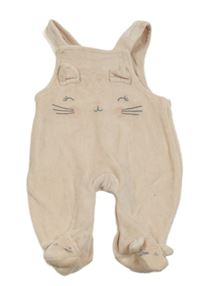 Pudrové sametové dupačky s mačkou George