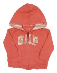 Korálová propínací lehká mikina s logem a kapucí GAP