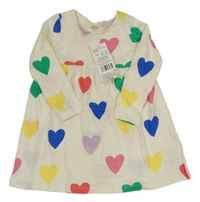 Nové - Krémové bavlněné šaty se srdíčky F&F