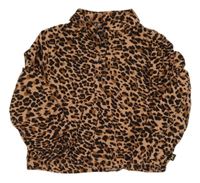 Starorůžovo-černá crop halenka s leopardím vzorem
