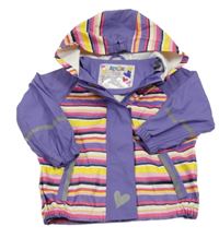 Fialovo-farebná nepromokavá bunda s pruhmi a kapucňou Lupilu