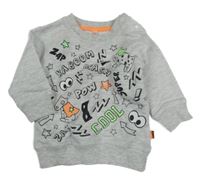 Sivá melírovaná mikina s nápismi a psy Zeeman