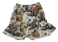 Farebná bavlnená sukňa so psy a volánem Molo