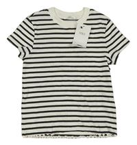 Nové - Bílo-antracitové pruhované žebrované tričko M&S
