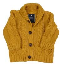 Okrový vlněný propínací svetr Next